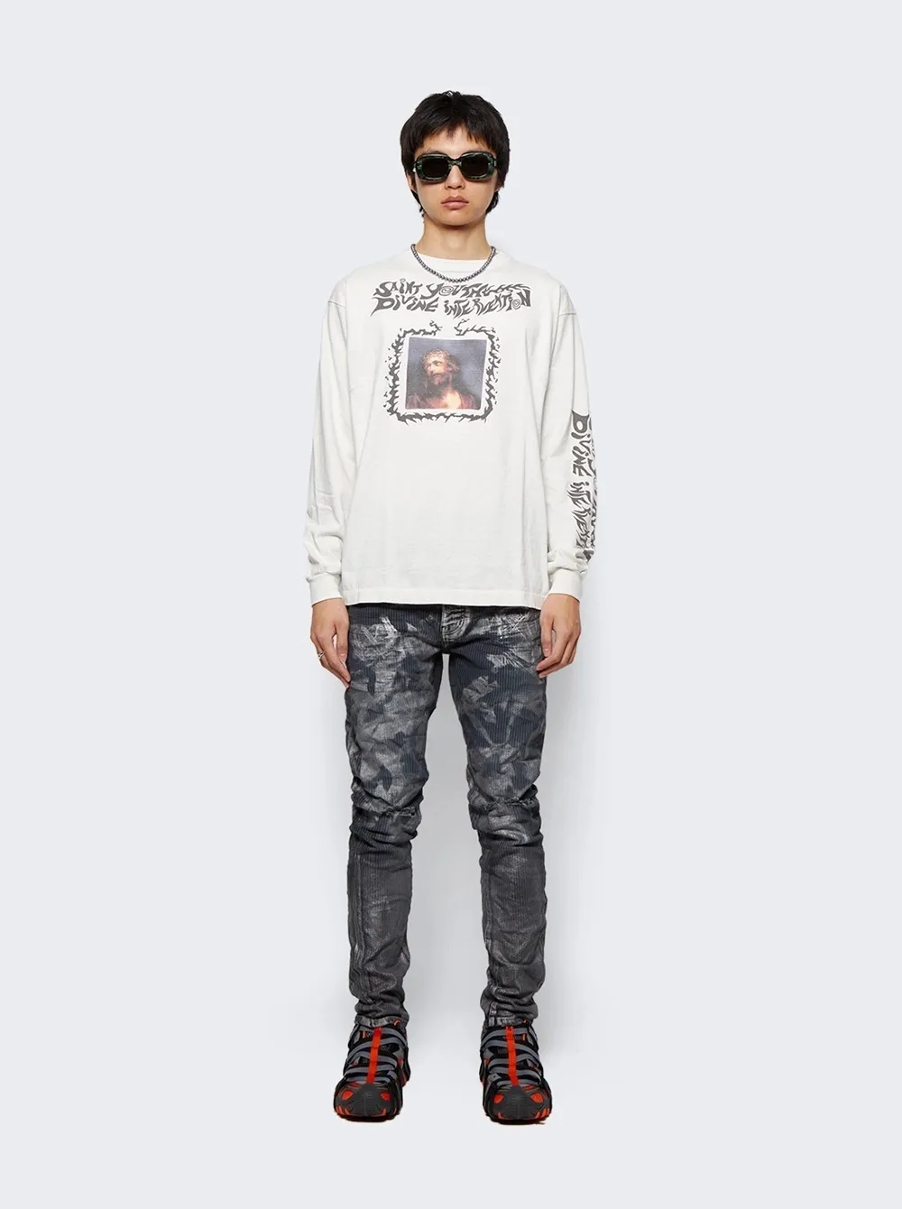 #SA71 SAINT pure cotton long-sleeved T P156 Color: White Size: S-XL